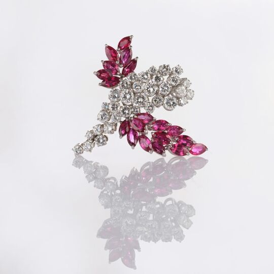 Fine Ruby Diamond Brooch
