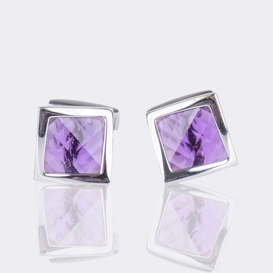 Pair of modern Amethyst Cufflinks 'Wave Twisted'