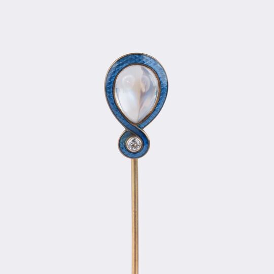 Antique Russian Needle with Moonstone and Diamond