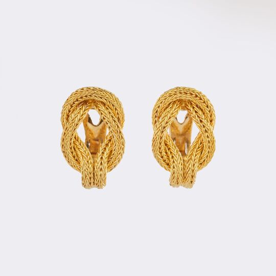 Pair of Braided Gold Earrings