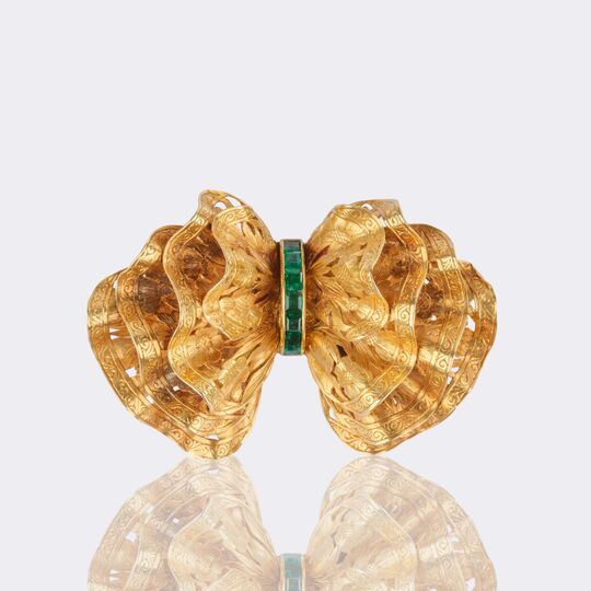 Vintage Emerald Brooch 'Bow'