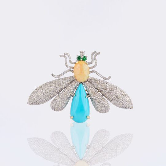 Brosche 'Biene' mit Türki Opal Besatz