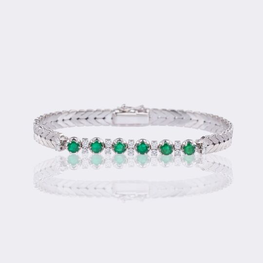 Smaragd Armband mit Brillanten-Besatz