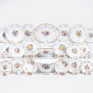 A Dinner Service with Floral Painting