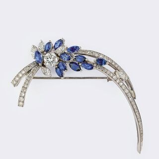 Sapphire Diamond Brooch