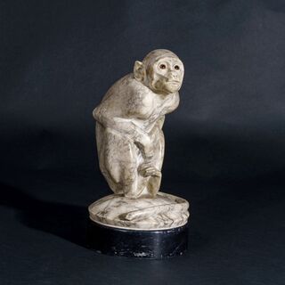 A Rare Marble Sculpture 'Rhesus Monkey'
