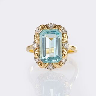 Aquamarine Diamond Ring