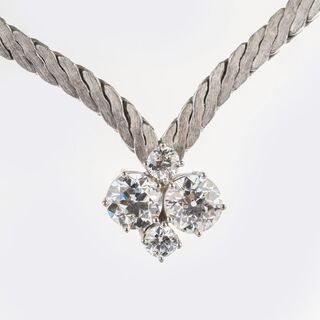Old Cut Diamond Pendant on Necklace