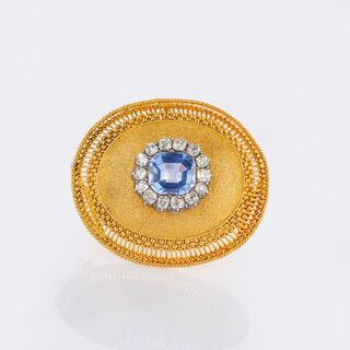 Brooch with Natural Sapphire
