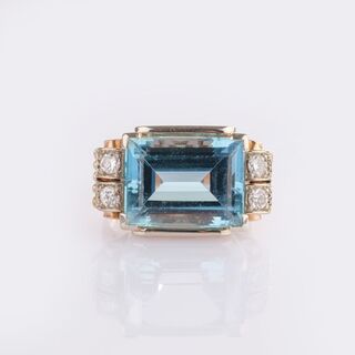 Aquamarine Diamond Ring