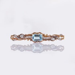 Aquamarine Diamond Brooch