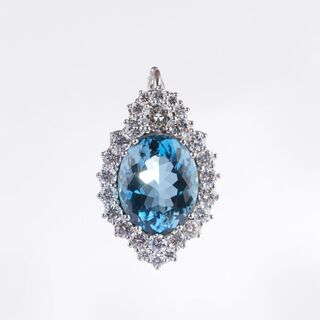 Fine Aquamarine Diamond Pendant