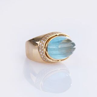 Aquamarine Diamond Ring