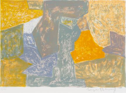 Composition jaune, rouge et grise