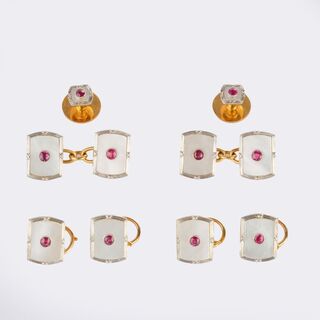 Set of elegant Ruby Mother-of-Pearl Cufflinks