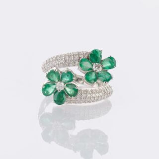 Smaragd Brillant Blütenring 'Fleur verte'
