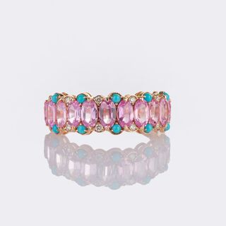 Pink Sapphire Ring with Turquoise