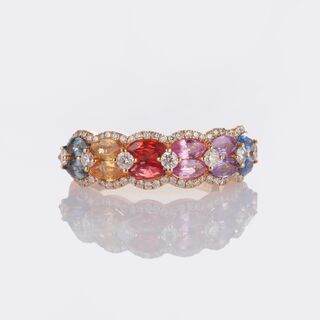 Multicoloured Sapphire Diamond Ring 'Rainbow'