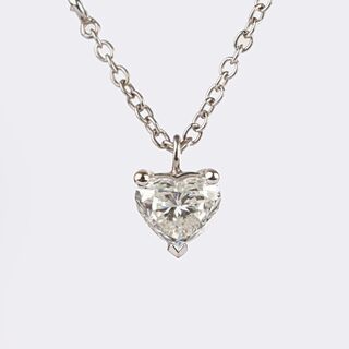 Petite Diamond Necklace with Solitaire Heart Diamond