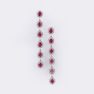 Pair of Ruby Diamond Earpendants