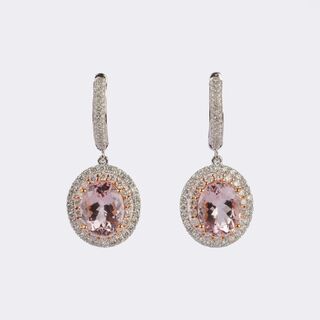 Pair of Morganite Diamond Earrings