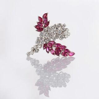 Fine Ruby Diamond Brooch