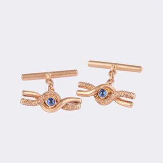 Pair of antique Cufflinks 'Knots' with Sapphires