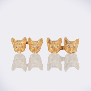 Fine Pair of English Cufflinks 'Fox' by Hancocks London