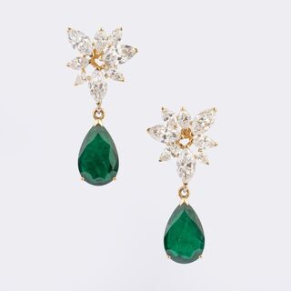 Paar Diamant Smaragd Ohrringe