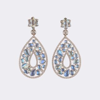 Pair of Moonstone Diamond Earrings