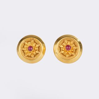 Pair of Ruby Gold Earrings