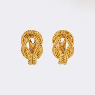 Pair of Braided Gold Earrings