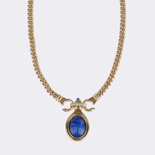 Gold Panzercollier mit Lapislazuli Skarabäus