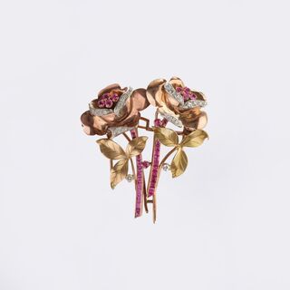 Excellent Double-Brooch 'Roses'