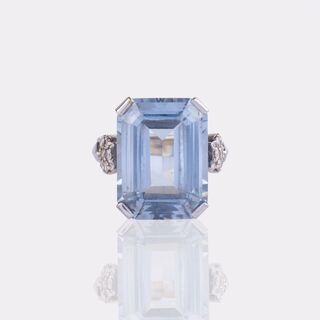 Aquamarine Ring with Diamonds