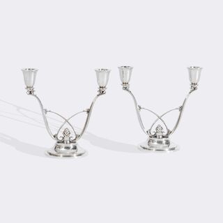 Harald Christian Nielsen - A Pair of Rare Art deco Candelabras No. 619 A Pair of Rare Art deco Candelabras No. 619