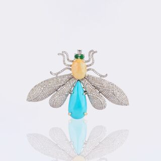 Brosche 'Biene' mit Türki Opal Besatz