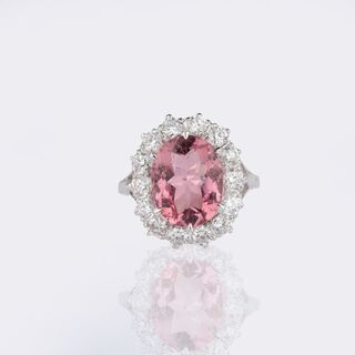 an Elegant Pink Tourmaline Diamond Ring