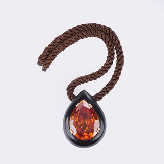 High-Carat 'Madeira' Citrine Pendant an Silk Cord
