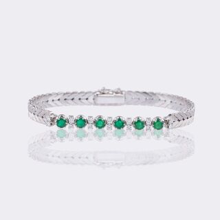 Smaragd Armband mit Brillanten-Besatz