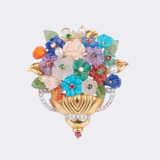 Multi-Color Gemstone Brooch 'Floral-Bouquet'