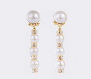 A Pair of long Pearl Diamond Earclips