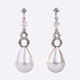 A Pair of Pearl Diamond Earclips