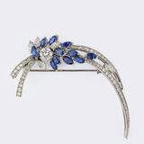 Sapphire Diamond Brooch - image 1