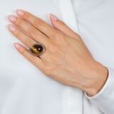 Large Cocktail Ring with Tiger Eye and Fancy Diamonds - image 3
