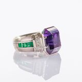 Amethyst Emerald Cocktailring with Diamonds - image 2