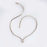 Old Cut Diamond Pendant on Necklace - image 3