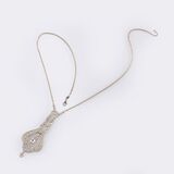 Fine Art Nouveau Diamond Pendant on Necklace - image 2