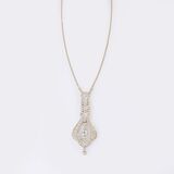 Fine Art Nouveau Diamond Pendant on Necklace - image 3