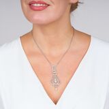Fine Art Nouveau Diamond Pendant on Necklace - image 4